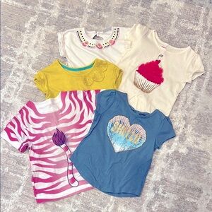 Kids' Mixed Graphic 5pieces T-Shirt Set - Blue, Yellow, White, Pink size:3T